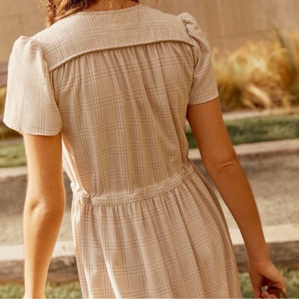 Christy Dawn Ecru Plaid Dress - Picture 2 of 4